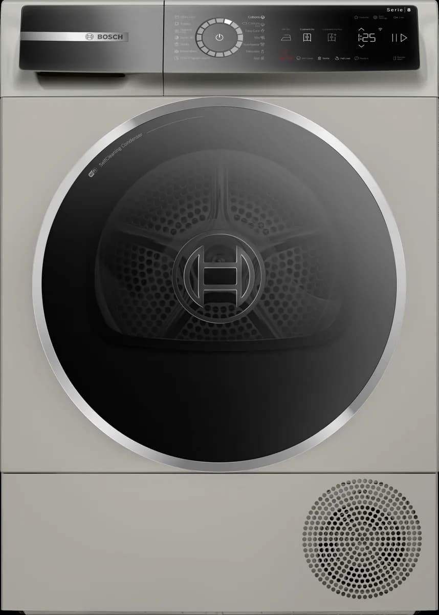 Жылуулук насосу бар кургаткыч машина Bosch 9 кг, графит түстүү