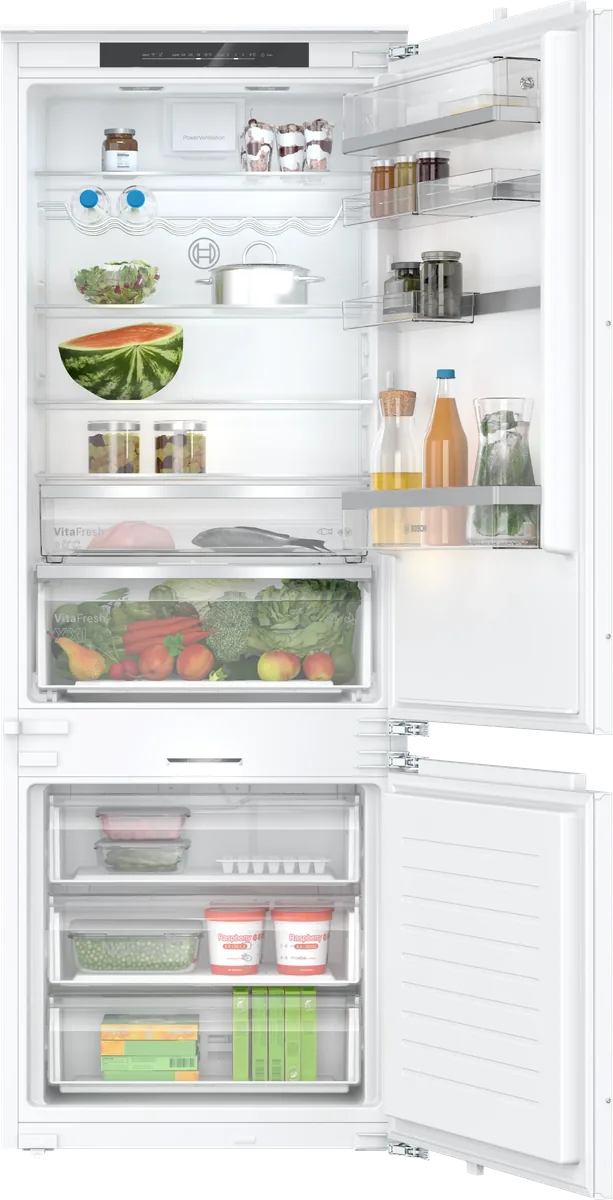 Bosch встраиваемый холодильник с нижней морозильной камерой 193.5 x 70.8 см, плоская петля