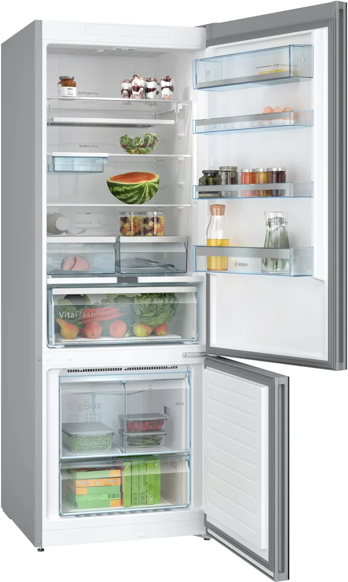 Bosch отдельностоящий холодильник с нижней морозильной камерой 193 x 70 см, черный, Total No Frost