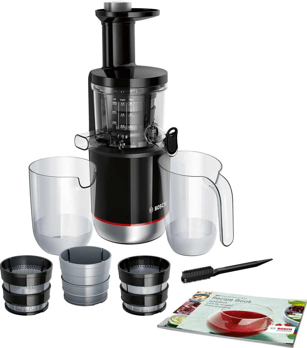 Bosch медленная соковыжималка VitaExtract 150 Вт Черный, Матовая нержавеющая сталь