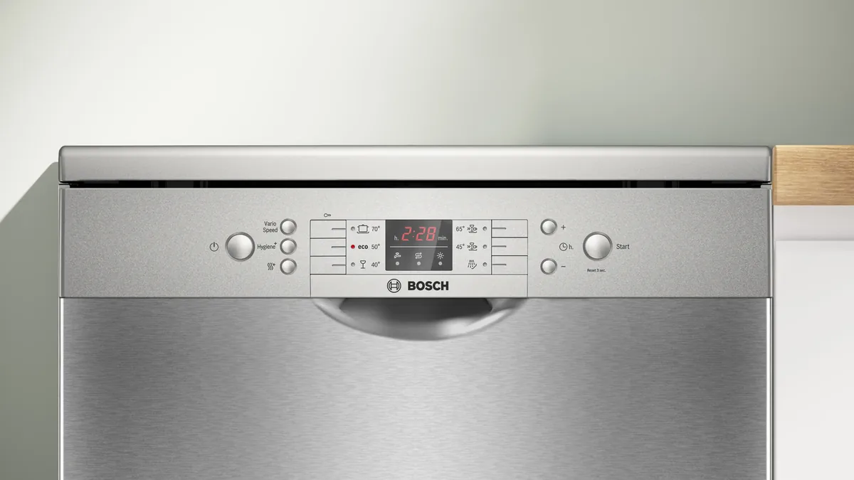 Өзүнчө турган идиш жуугуч машина Bosch 60 см, оңой тазаланган дат баспас болот