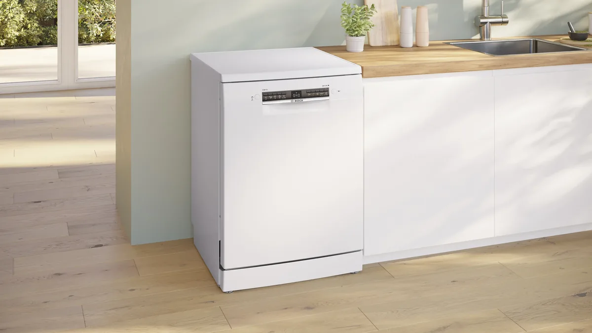 Өзүнчө турган идиш жуугуч машина Bosch 60 см, ак