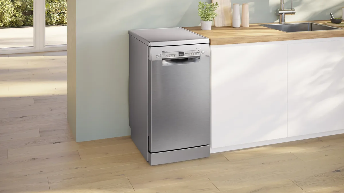 Өзүнчө турган идиш жуугуч машина Bosch 45 см оңой тазаланган дат баспас болот
