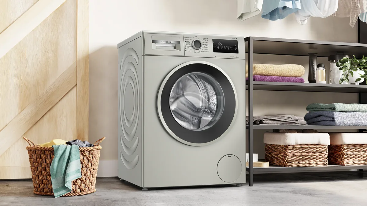 Алдыңкы жүктөлүүчү кир жуугуч машина Bosch 8 кг, 1400 об/мин, графит түстүү