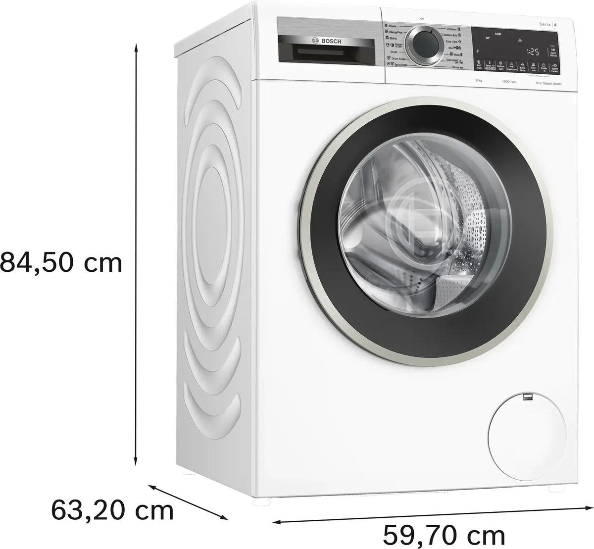 Алдыңкы жүктөлүүчү кир жуугуч машина Bosch 9 кг 1400 об/мин