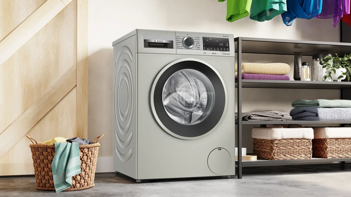 Bosch стиральная машина с фронтальной загрузкой 9 кг 1400 об/мин, Серебристый inox