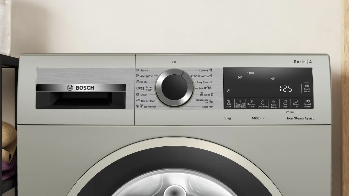 Bosch стиральная машина с фронтальной загрузкой 9 кг 1400 об/мин, Серебристый inox